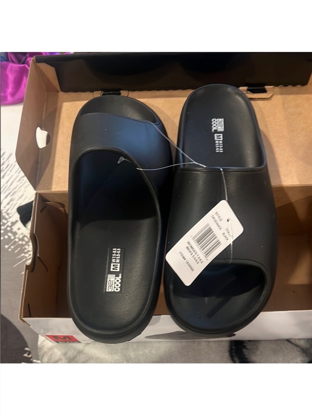 Black Slip-On Slide Sandals